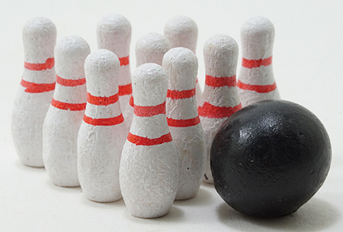 Dollhouse Miniature Bowling Set, 11/Pk Dollhouse Miniature Bowling Set, 11/Pk